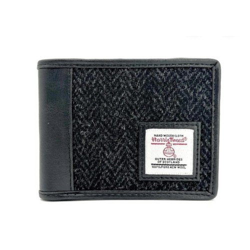 Harris Tweed Bifold Coin Wallet Charcoal