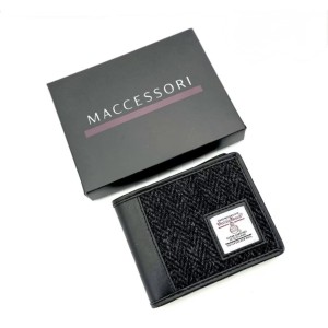 Harris Tweed Bifold Coin Wallet Charcoal