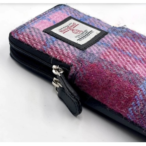 Harris Tweed Double Glasses Sleeve Pink Check