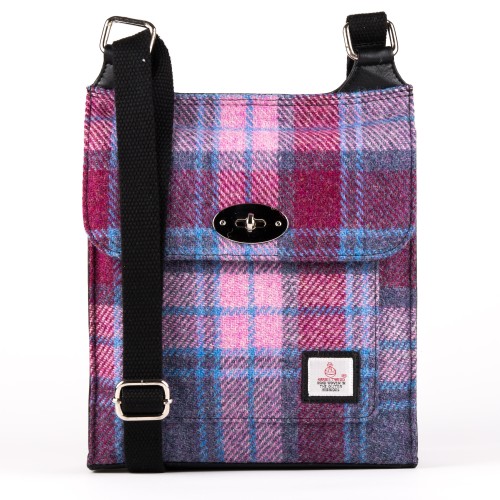 Pink & Purple Check Harris Tweed Satchel Bag