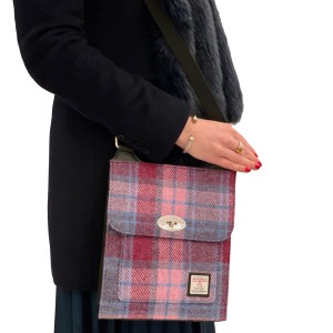 Pink & Purple Check Harris Tweed Satchel Bag