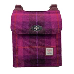 Purple Check Harris Tweed Satchel Bag