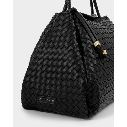 Katie Loxton Nova Large Woven Shoulder Bag - Black