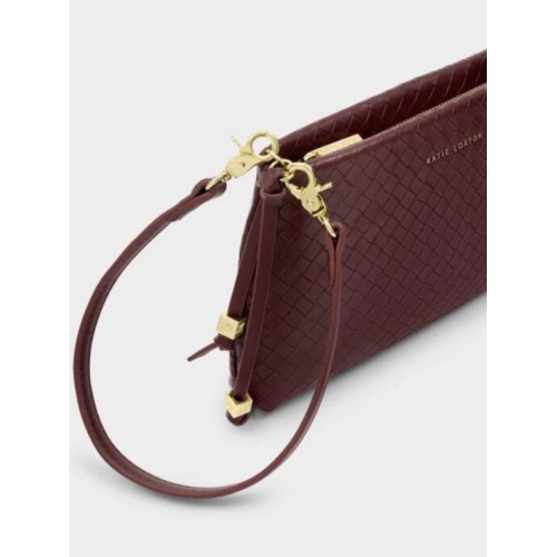 Katie Loxton Nova Woven Clutch Bag - Cherry