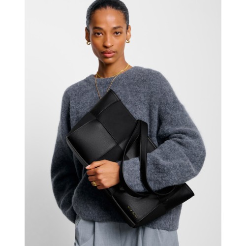 Katie Loxton Taya Woven Suede Tote Bag - Black