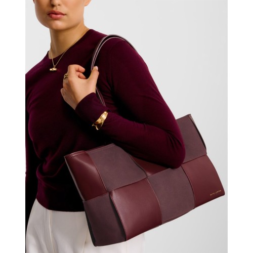 Katie Loxton Taya Woven Suede Tote - Cherry