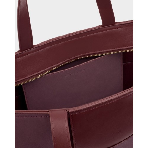 Katie Loxton Taya Woven Suede Tote - Cherry