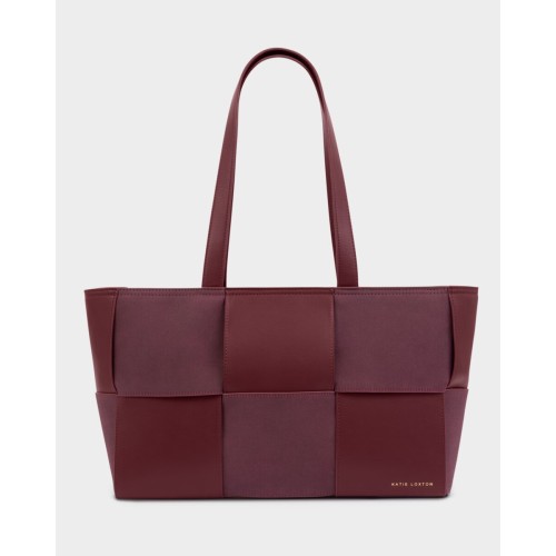 Katie Loxton Taya Woven Suede Tote - Cherry