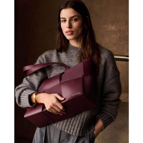 Katie Loxton Taya Woven Suede Tote - Cherry