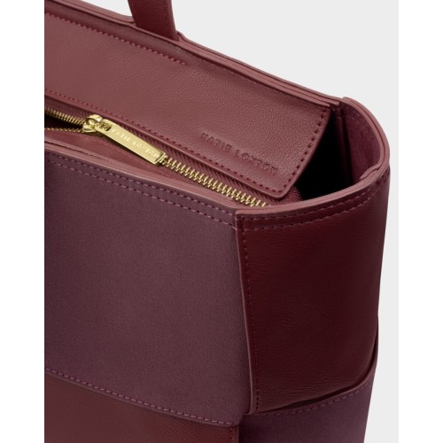 Katie Loxton Taya Woven Suede Tote - Cherry