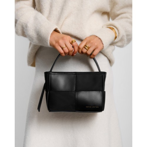 Katie Loxton Taya Woven Suede Small Handle Bag - Black