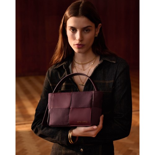 Katie Loxton Taya Woven Suede Small Handle Bag - Cherry