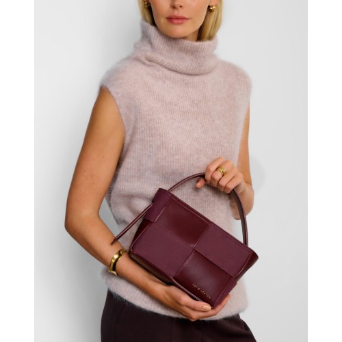 Katie Loxton Taya Woven Suede Small Handle Bag - Cherry