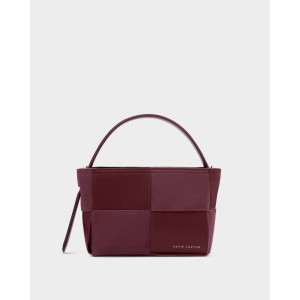 Katie Loxton Taya Woven Suede Small Handle Bag - Cherry