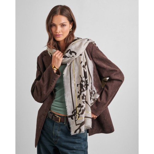 Katie Loxton Light Taupe Printed Foil Scarf
