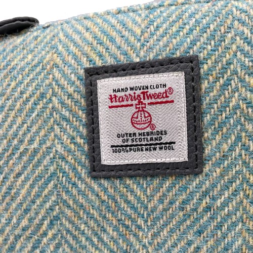 Harris Tweed Cosmetic Bag Turquoise Herringbone