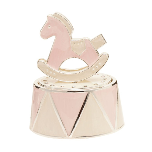 Silverplated Rocking Horse Music Box Pink Silverplated Rocking Horse Music Box Pink