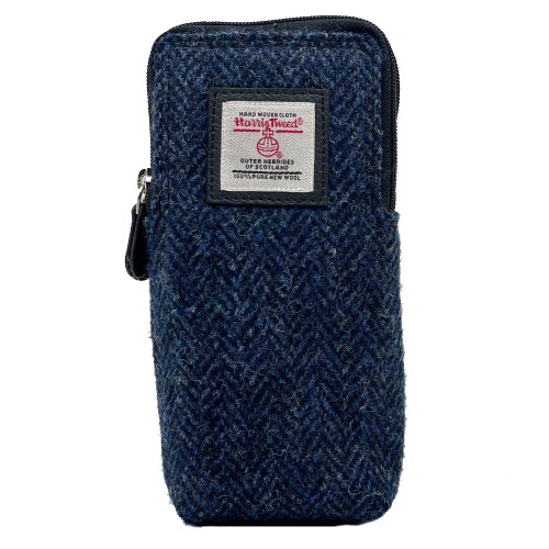 Blue Harris Tweed Double Glasses Case