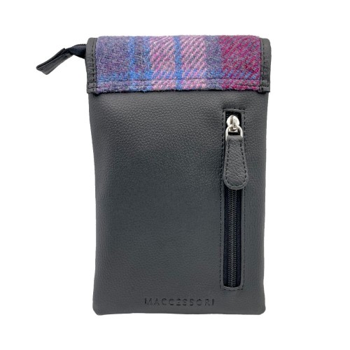 Pink & Purple Check Harris Tweed Small Crossbody Bag
