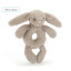 Jellycat Bashful Beige Bunny Ring Rattle Jellycat Bashful Beige Bunny Ring Rattle