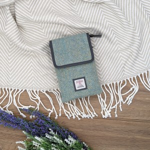 Turquoise Harris Tweed Small Crossbody Bag